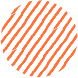 Orange diagonal stripes within a white circle.