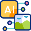 AI-themed icon centered