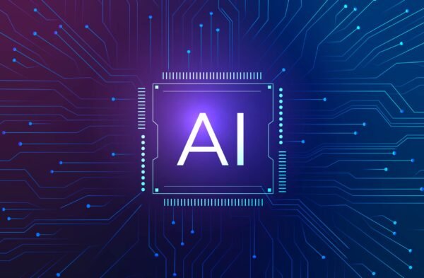 m373batch5-mainboard AI technology microchip background vector digital transformation concept