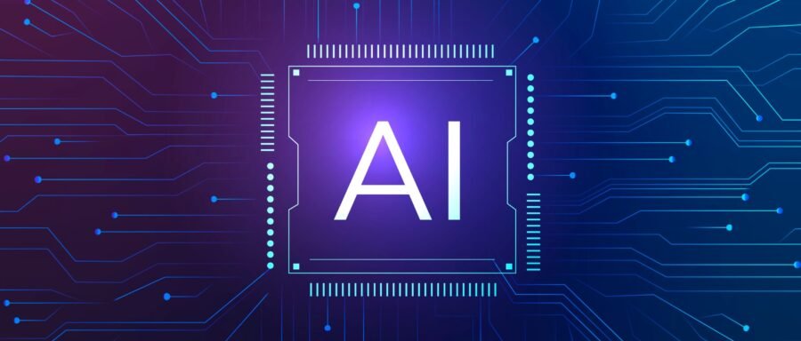 AI technology microchip background vector digital transformation concept